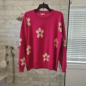 Tea n Rose Fuchsia Floral Women's Sweater